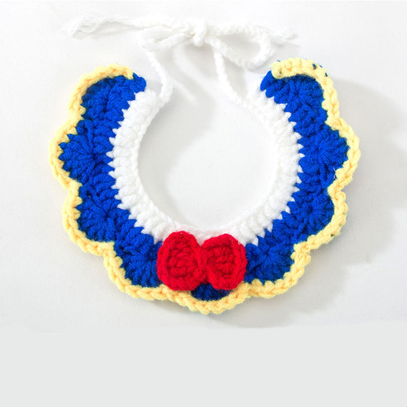 Cat Collar Crochet Woolen Thread Bandage Cape Bib