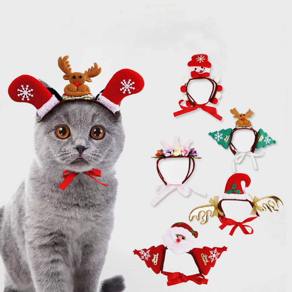 Cat Christmas Headdress Pet Headgear Xmas Hats