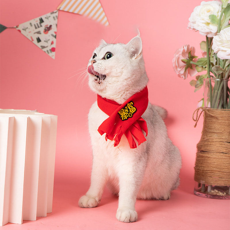 Pet New Year Red Cat Scarf Collar