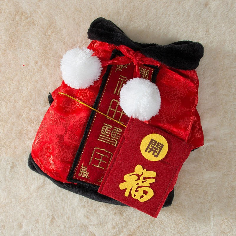 Pet New Year Tang Suit Cat Dress Thick Coat Clothes