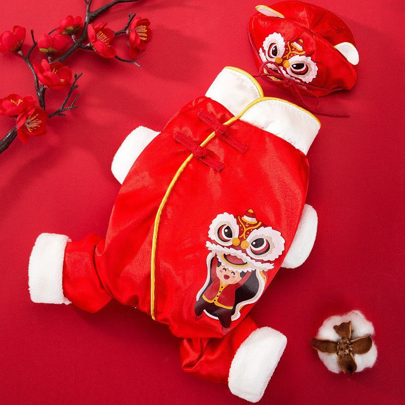 Pet New Year Tang Suit Cat Dress Thick Coat Clothes