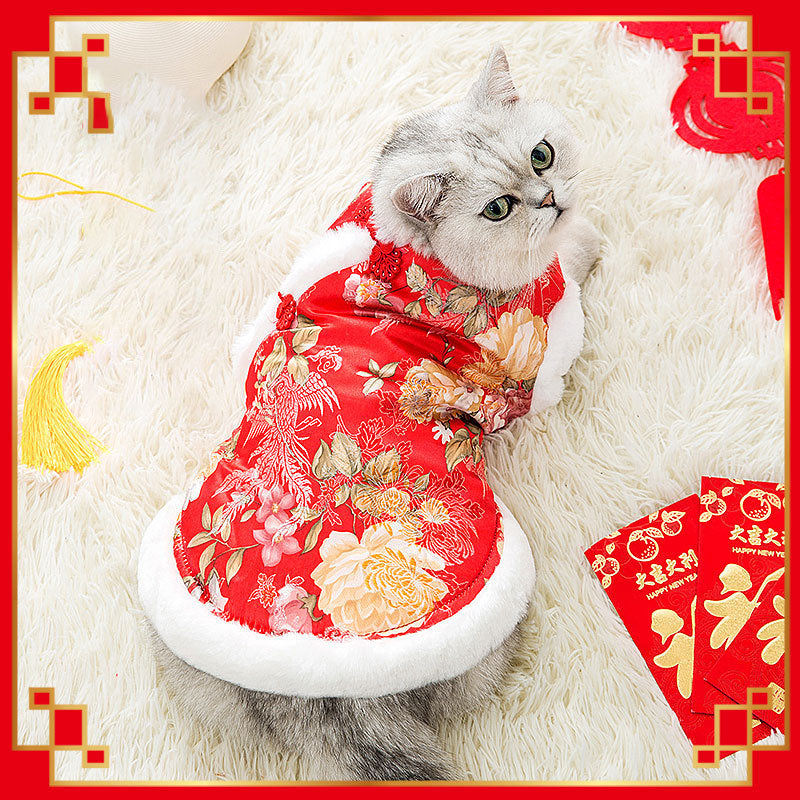 New Year Festive Cat Tang Suit Pet Winter Clothes