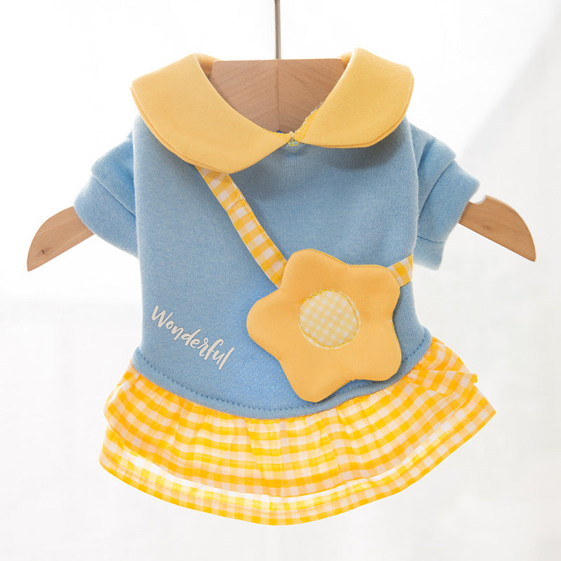 Cute Winter Plaid Flower Carrot Clothes Cat Jumpsuit Dress