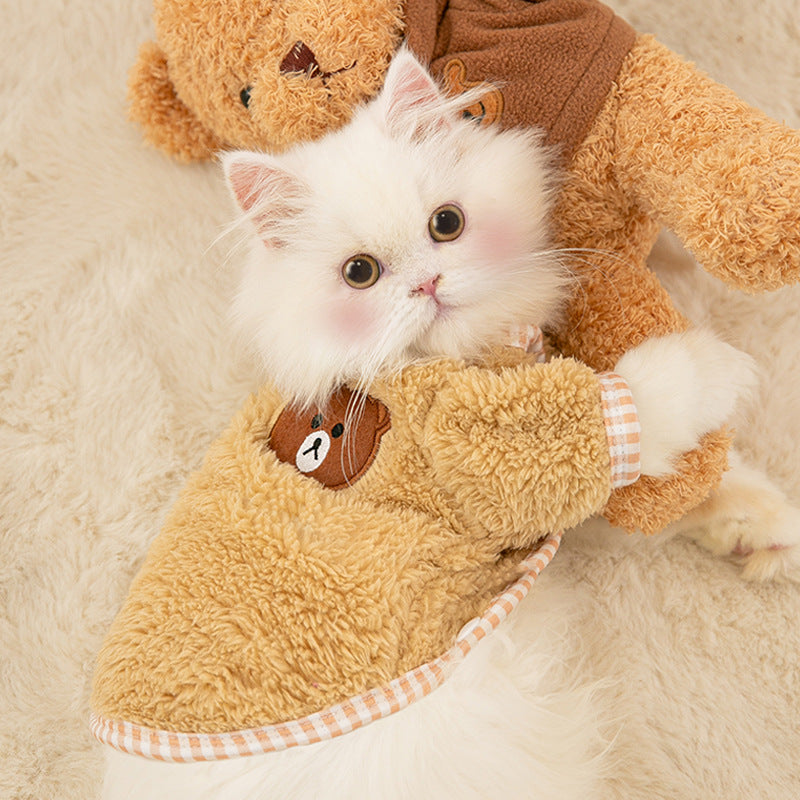 Fleece Cute Bear Cat Jumper Vest Pet Winter Clothes
