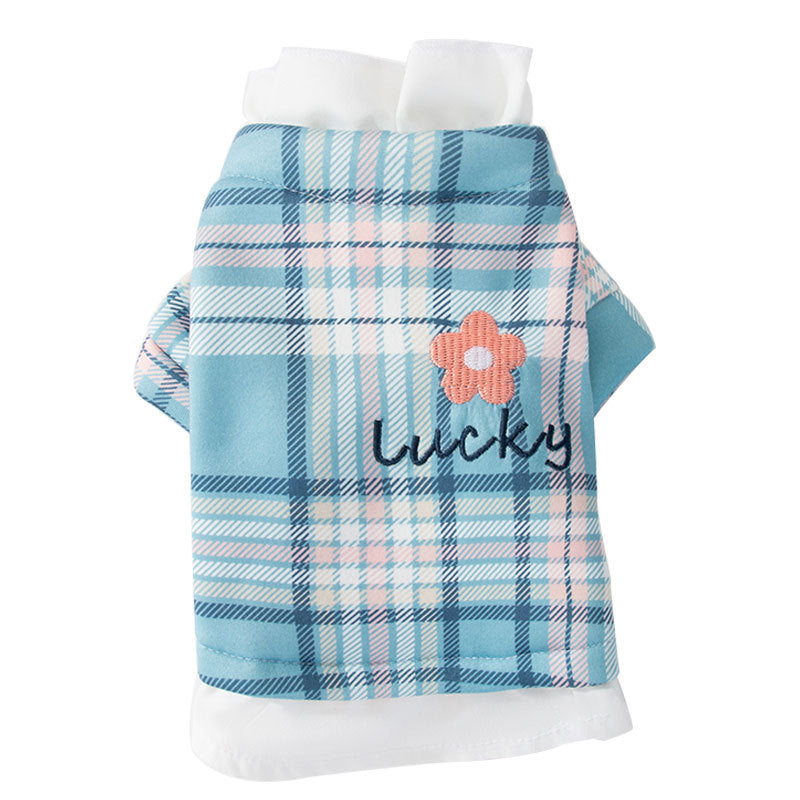 Blue Plaid Check Cat Jumper Vest Pet Clothes