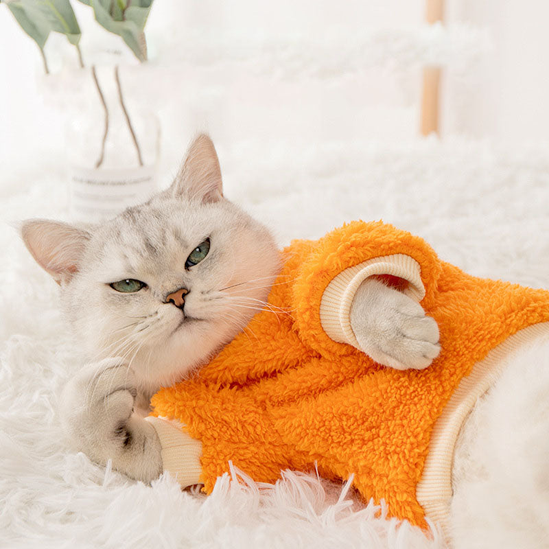 Fleece Cute Cartoon Cat Jumper Pet Winter Warm Clothes