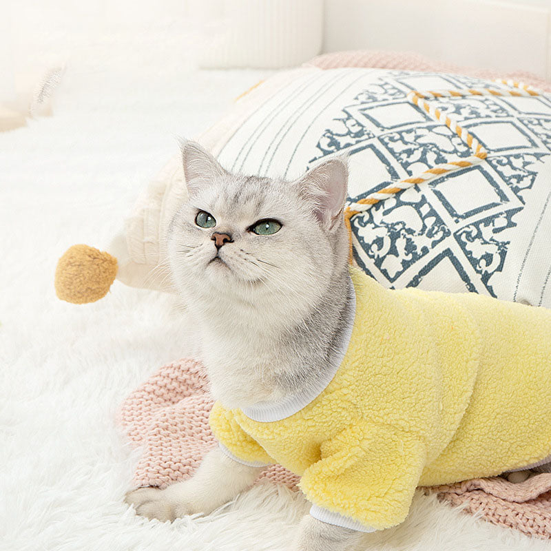 Fleece Cute Cartoon Cat Jumper Pet Winter Warm Clothes