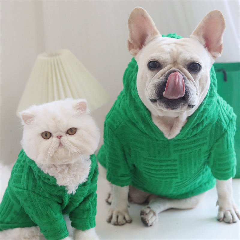 Green Hooded Sweatshirt Pet Clothes Dog Cat Hoodies