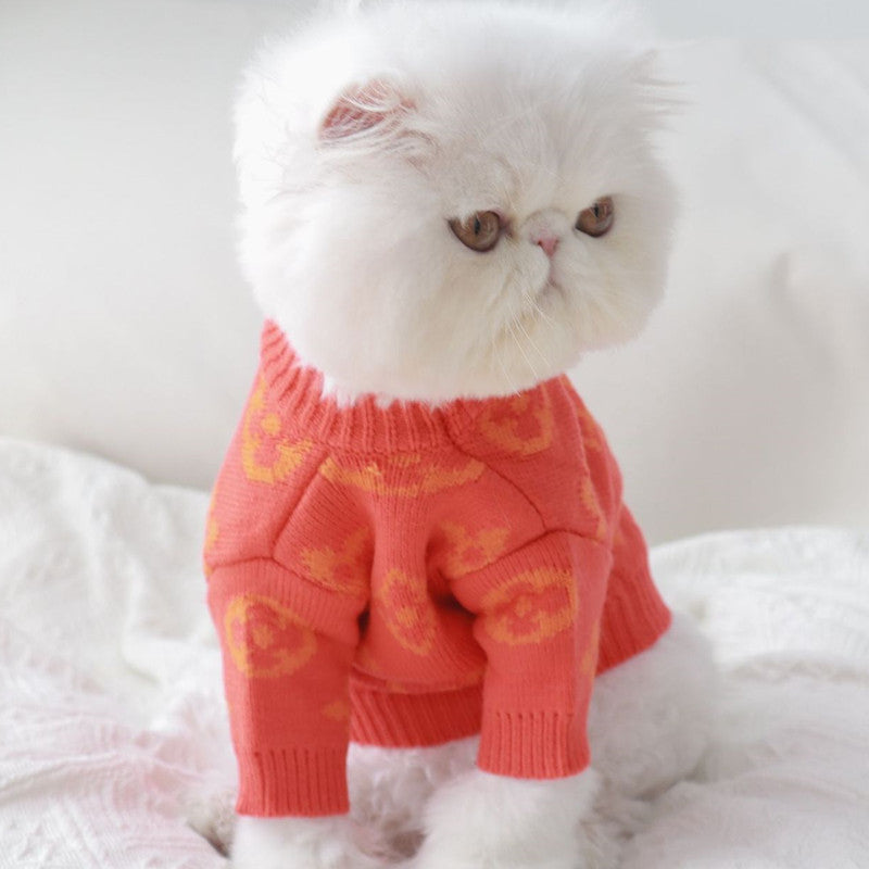Pet Orange Sweater Dog Cat Winter Jumper