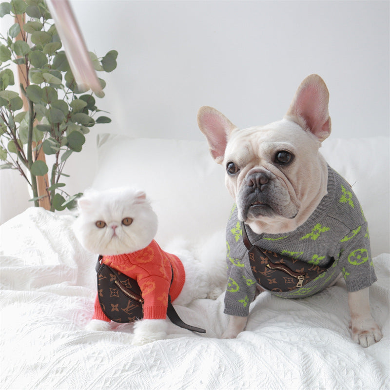 Pet Orange Sweater Dog Cat Winter Jumper