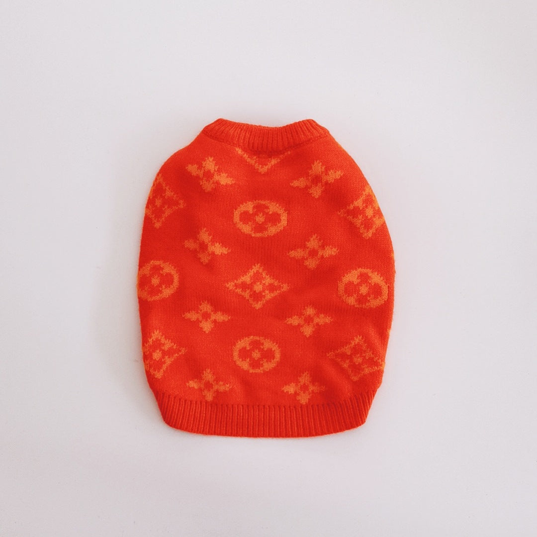 Pet Orange Sweater Dog Cat Winter Jumper