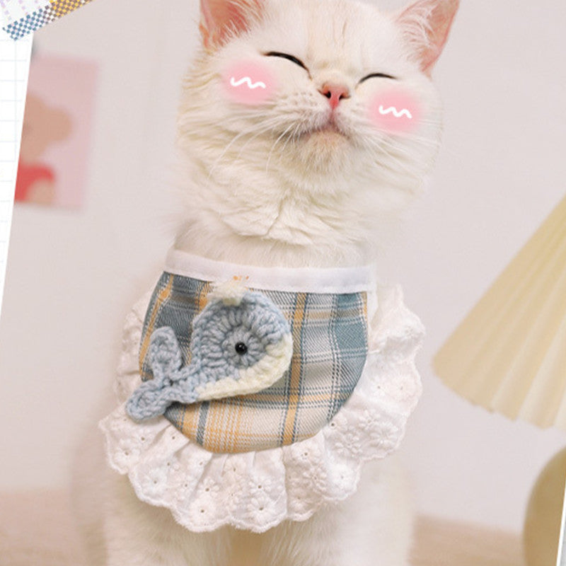 Cat Cute Bib Plaid Dog Pet Bandanas