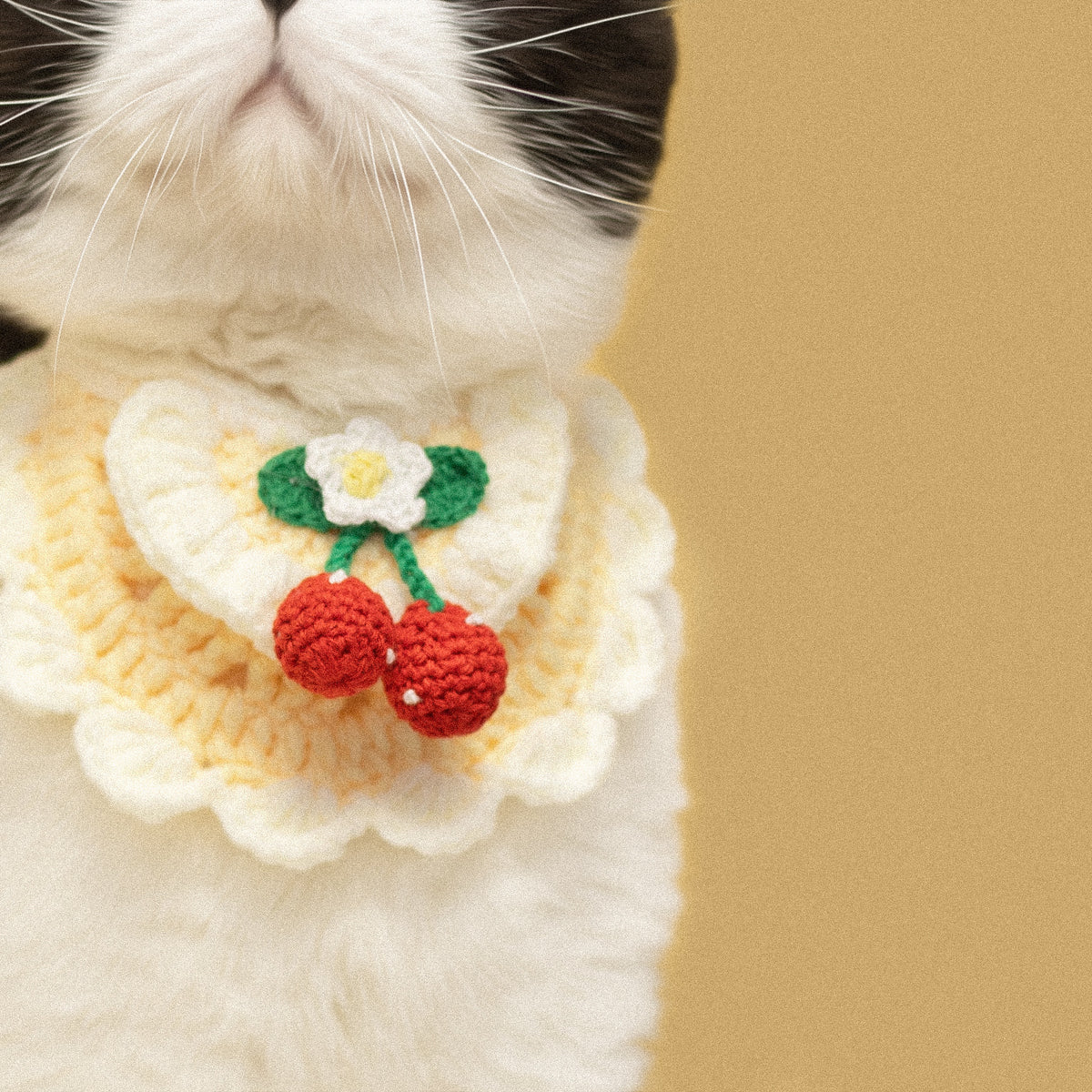 Crochet Cherry Bib Cat Pet Bandana Collar