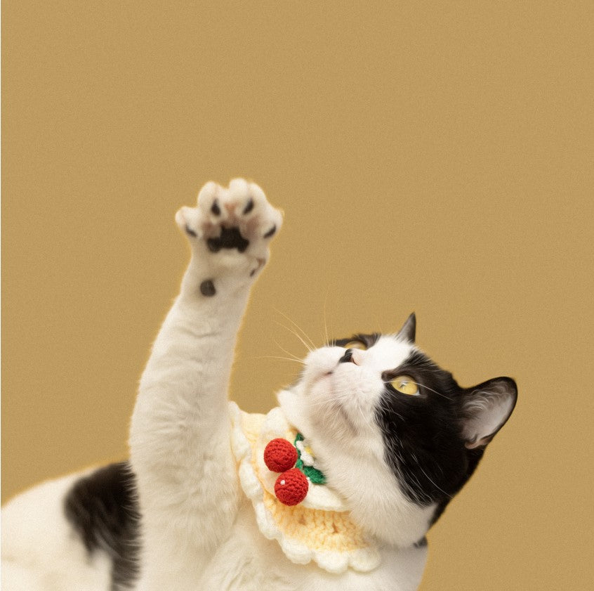 Crochet Cherry Bib Cat Pet Bandana Collar