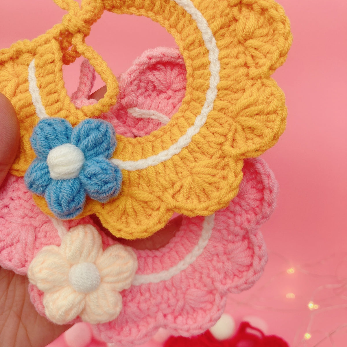 Pet Crochet Floral Cat Bibs Knitted Dog Collar Bandana Scarf