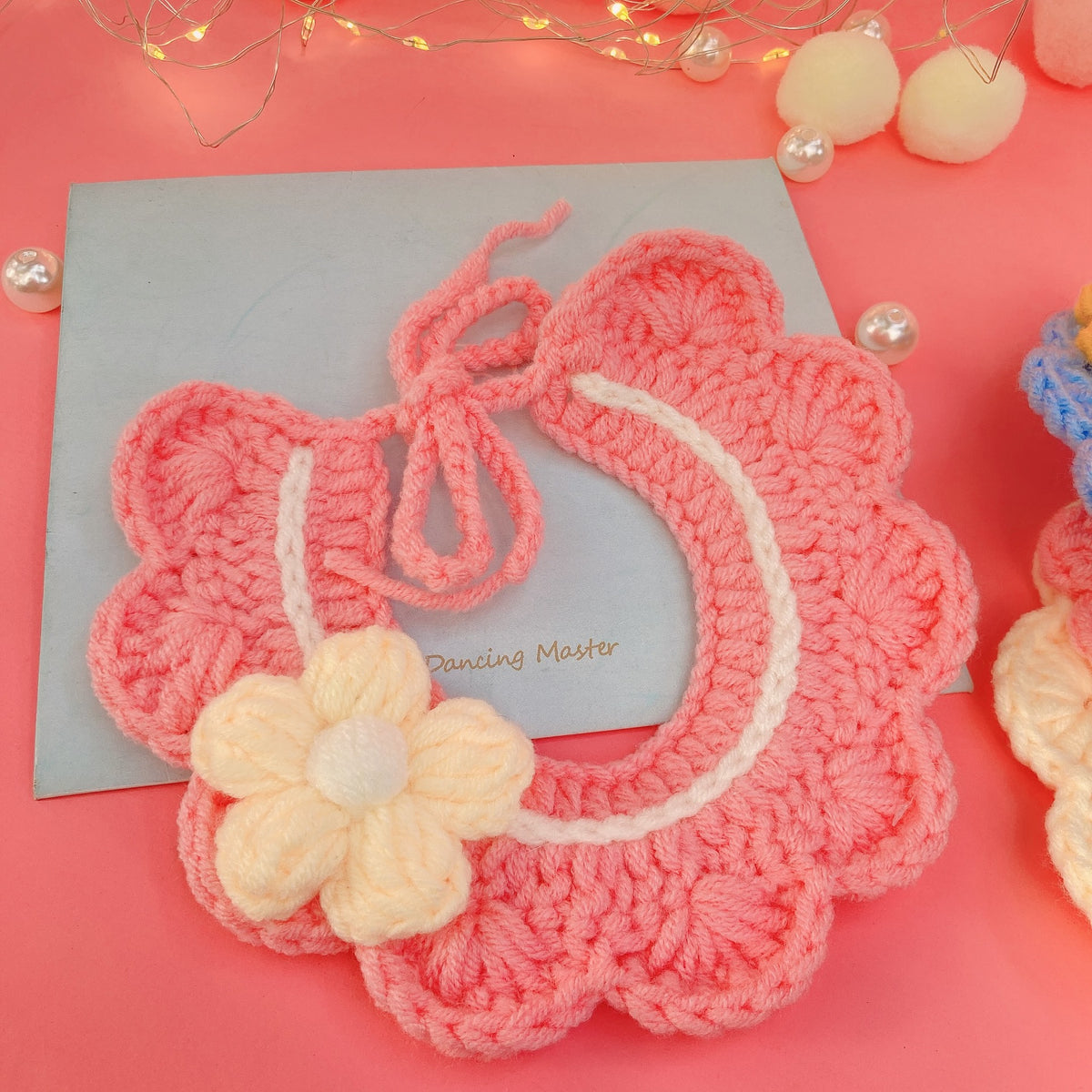 Pet Crochet Floral Cat Bibs Knitted Dog Collar Bandana Scarf