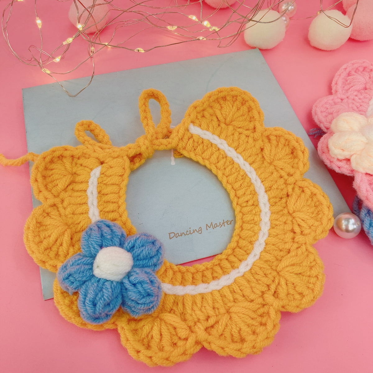 Pet Crochet Floral Cat Bibs Knitted Dog Collar Bandana Scarf