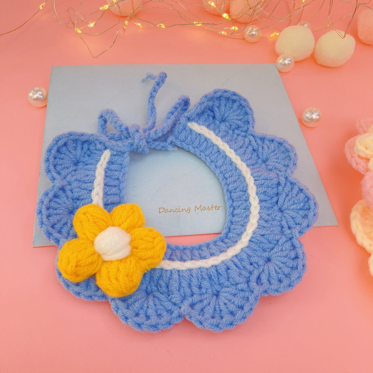 Pet Crochet Floral Cat Bibs Knitted Dog Collar Bandana Scarf