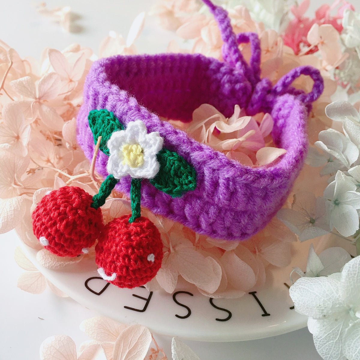 Cat Crochet Cherry Cute Collars Pet Bandana