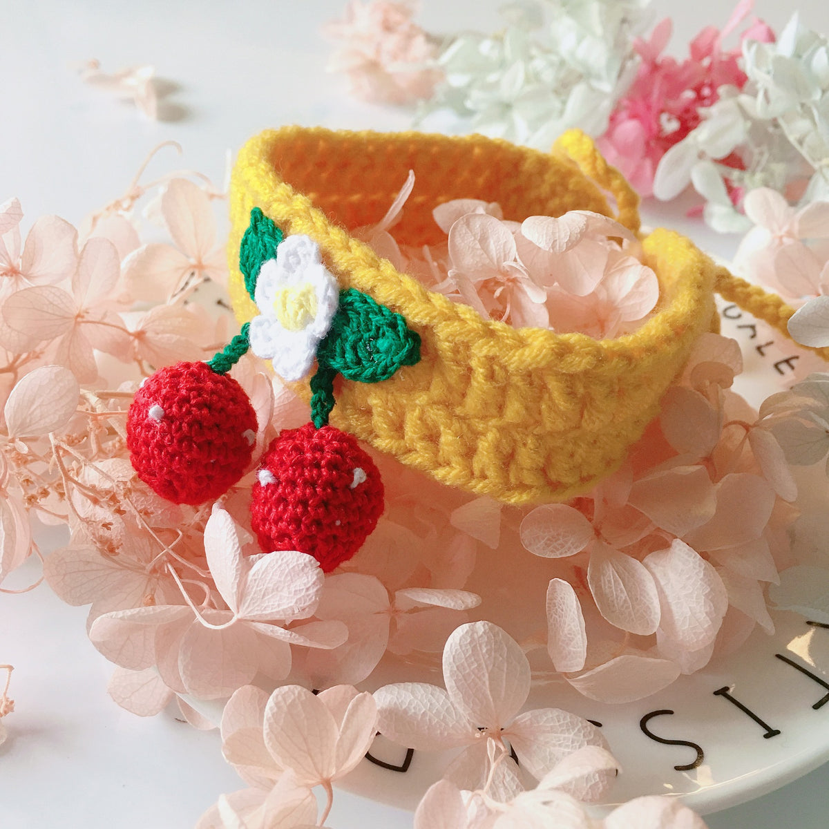 Cat Crochet Cherry Cute Collars Pet Bandana