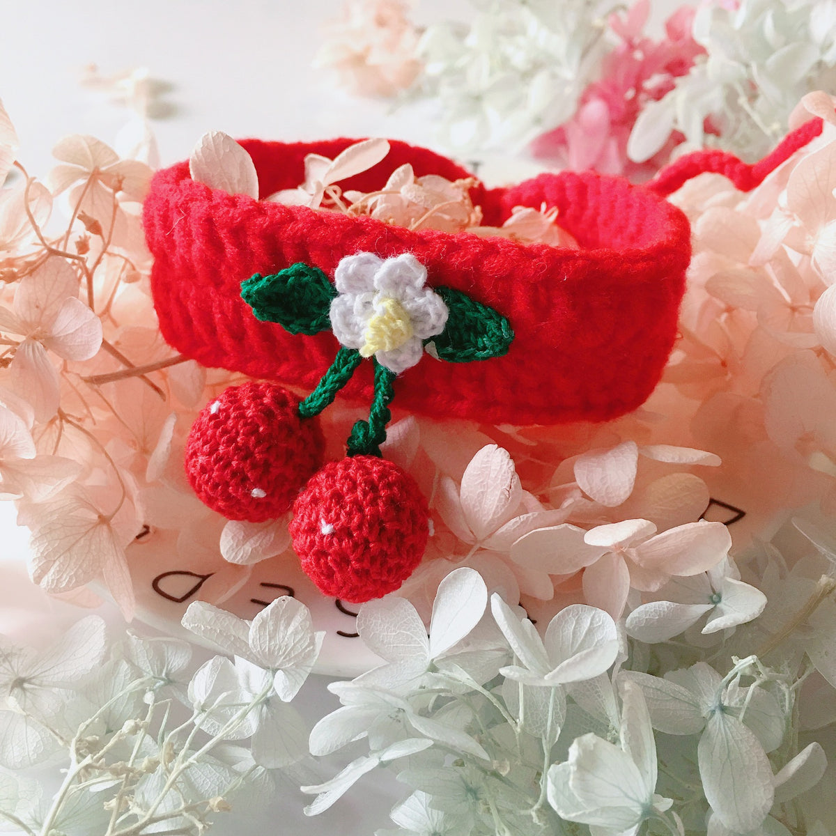 Cat Crochet Cherry Cute Collars Pet Bandana