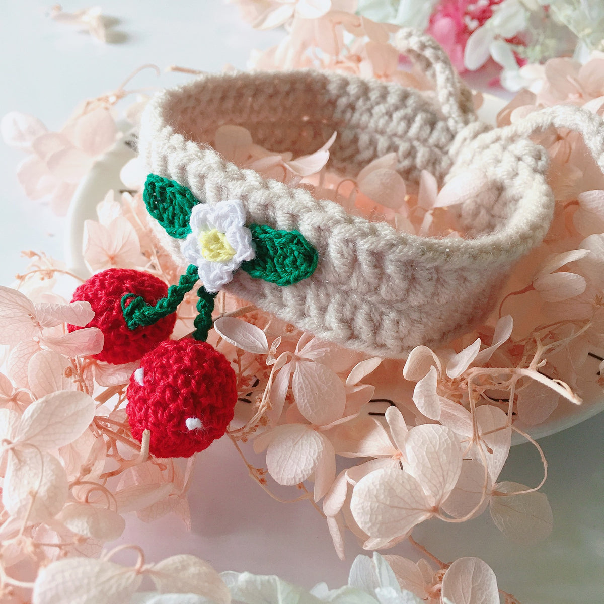 Cat Crochet Cherry Cute Collars Pet Bandana