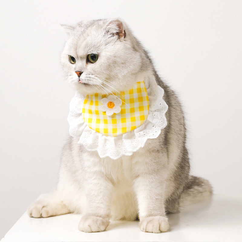 Cat Plaid Bibs Bandana Pet Bow Knot Bow Tie