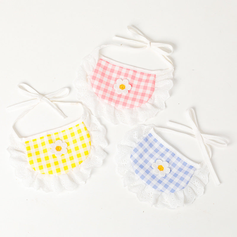 Cat Plaid Bibs Bandana Pet Bow Knot Bow Tie