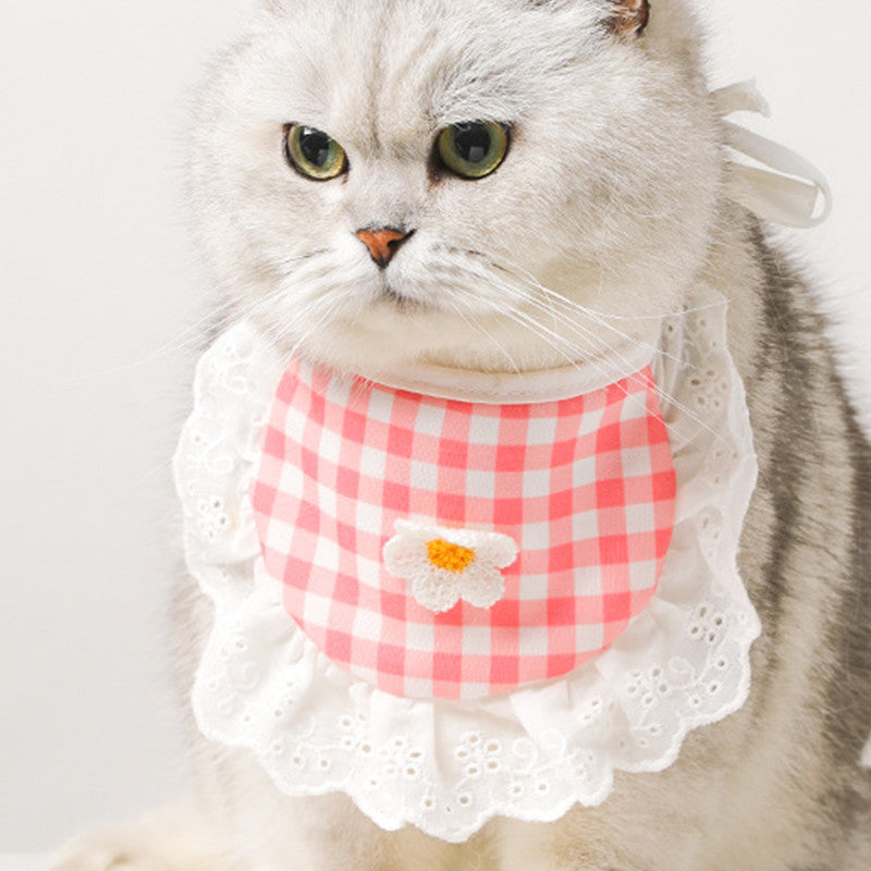 Cat Plaid Bibs Bandana Pet Bow Knot Bow Tie