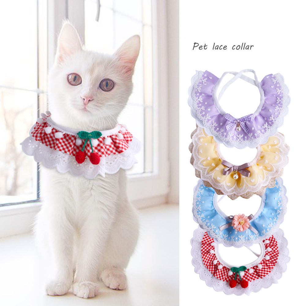Pet Cute Floral Lace Printed Cat Collars Bibs