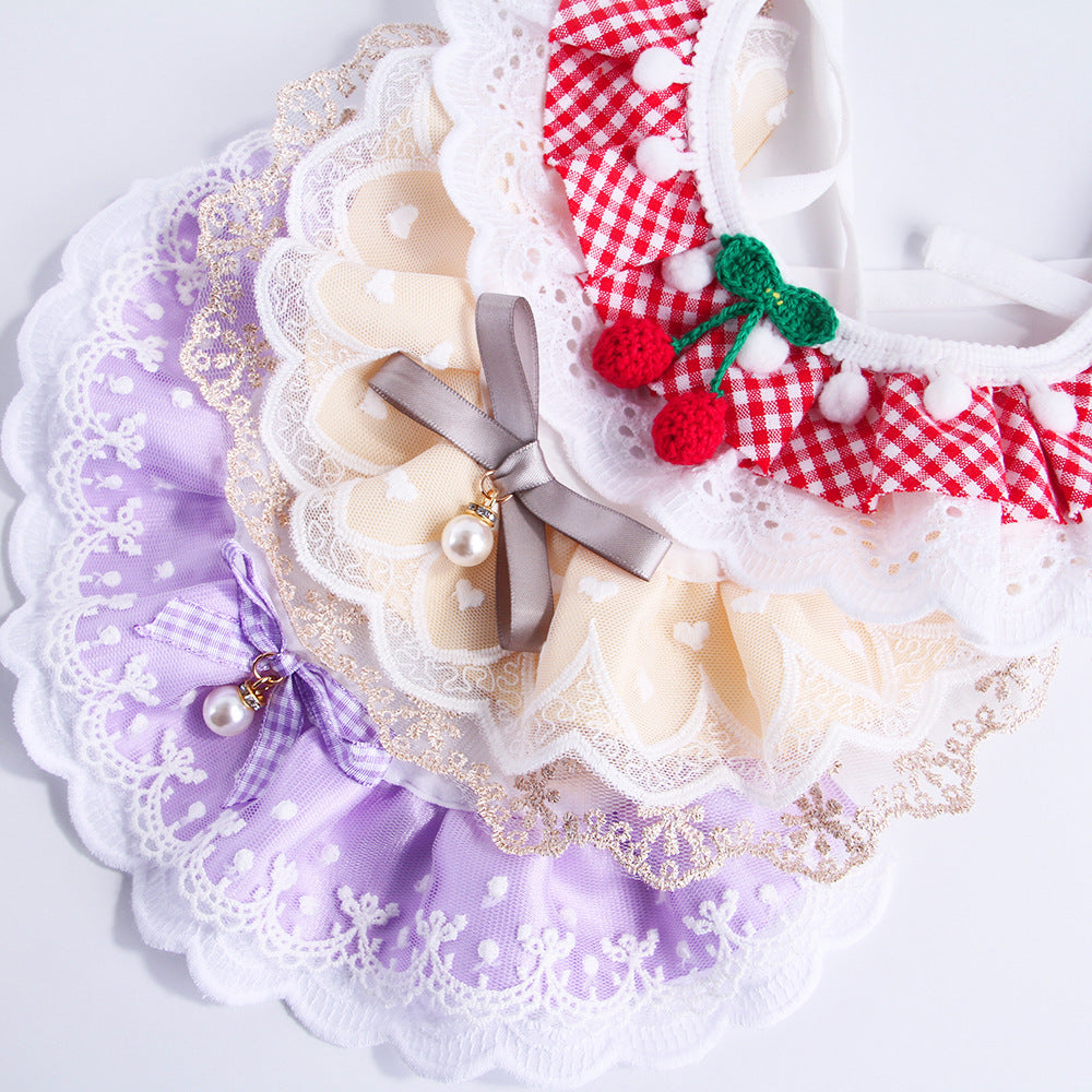 Pet Cute Floral Lace Printed Cat Collars Bibs