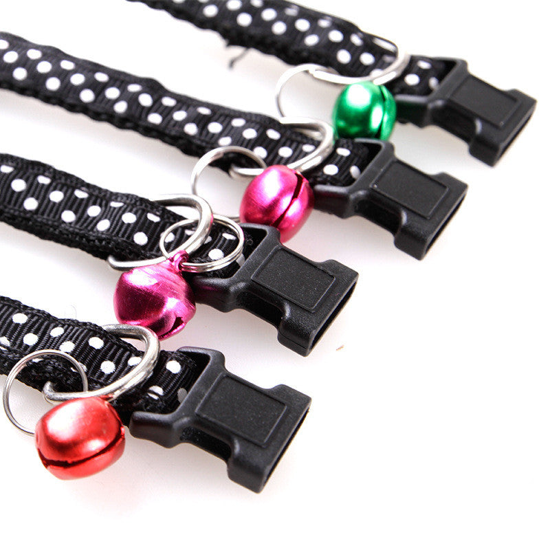 Pet Polka Dot Neck Collar With Bell Cat Stripe Neck Tie
