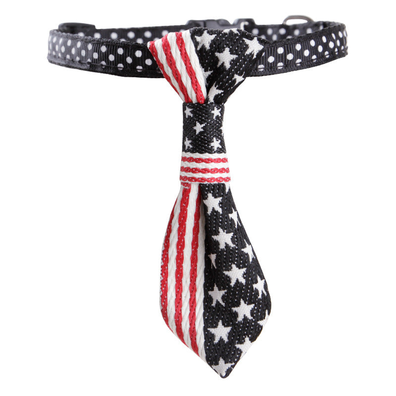 Pet Polka Dot Neck Collar With Bell Cat Stripe Neck Tie
