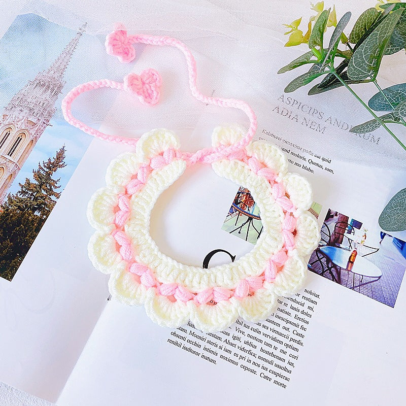 Pet Cat Crochet Flower Collars Bib