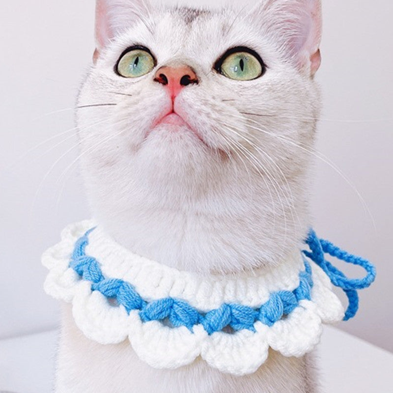 Pet Cat Crochet Flower Collars Bib