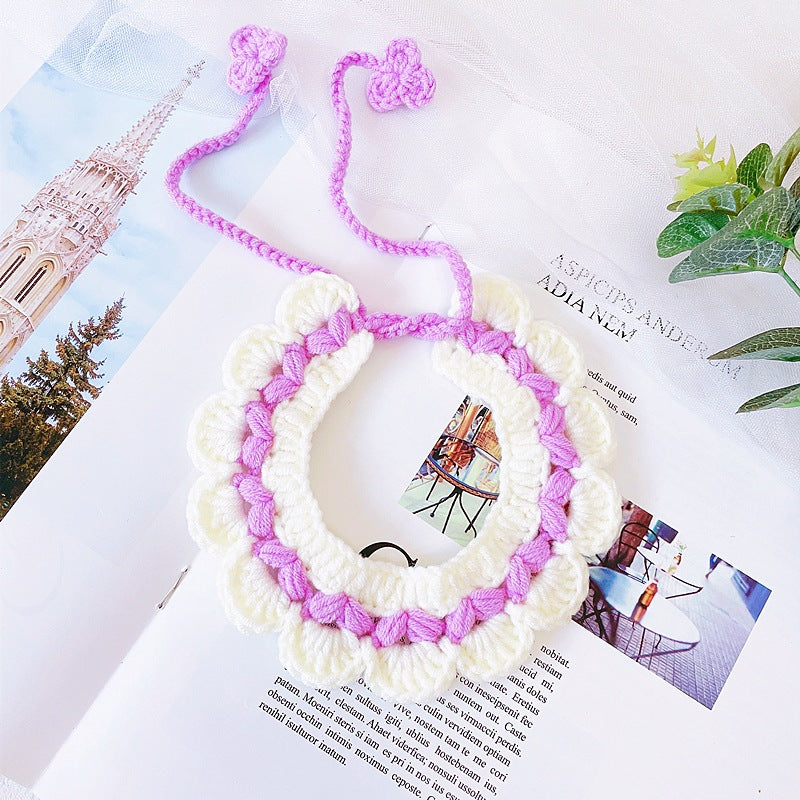 Pet Cat Crochet Flower Collars Bib