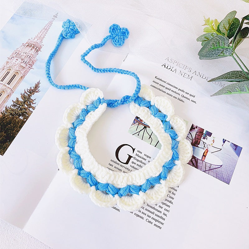 Pet Cat Crochet Flower Collars Bib