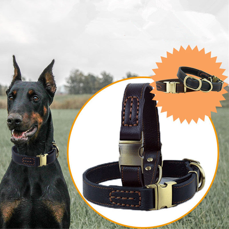 Leather Pet Dog Heavy Duty Solid Color Collars