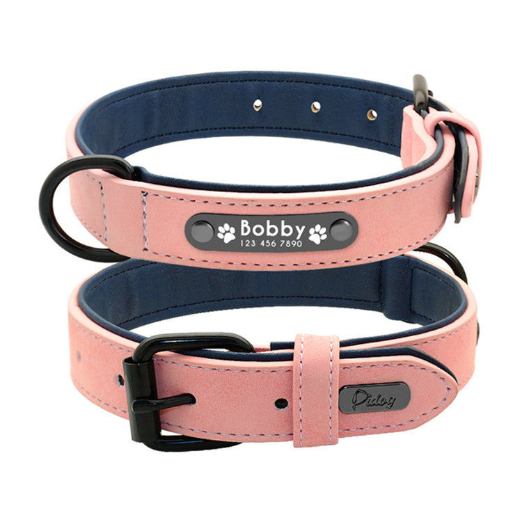 Customized Dogs Collars Personalized Padded Leather Collar With Walking Leash