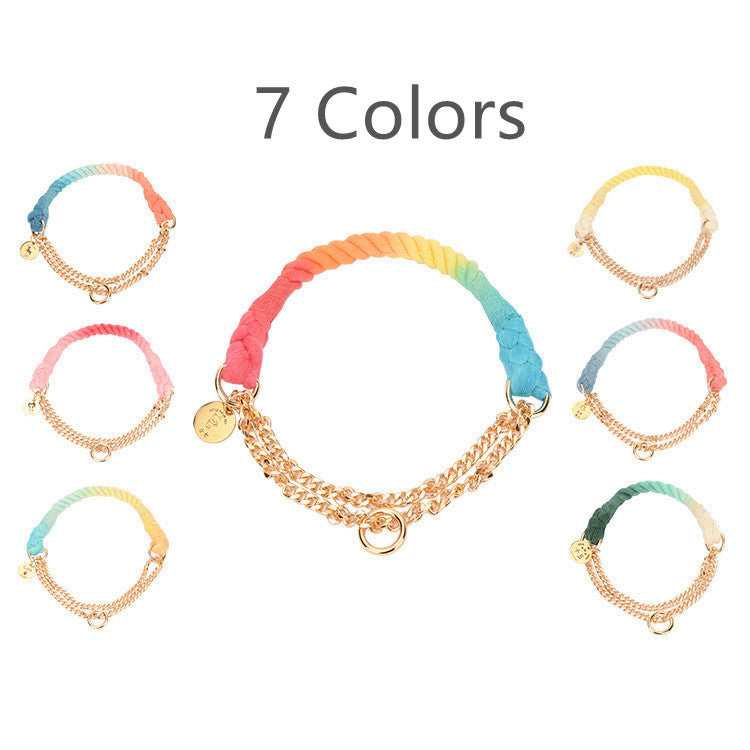 Dog Gradient Color Cotton Rope Collar