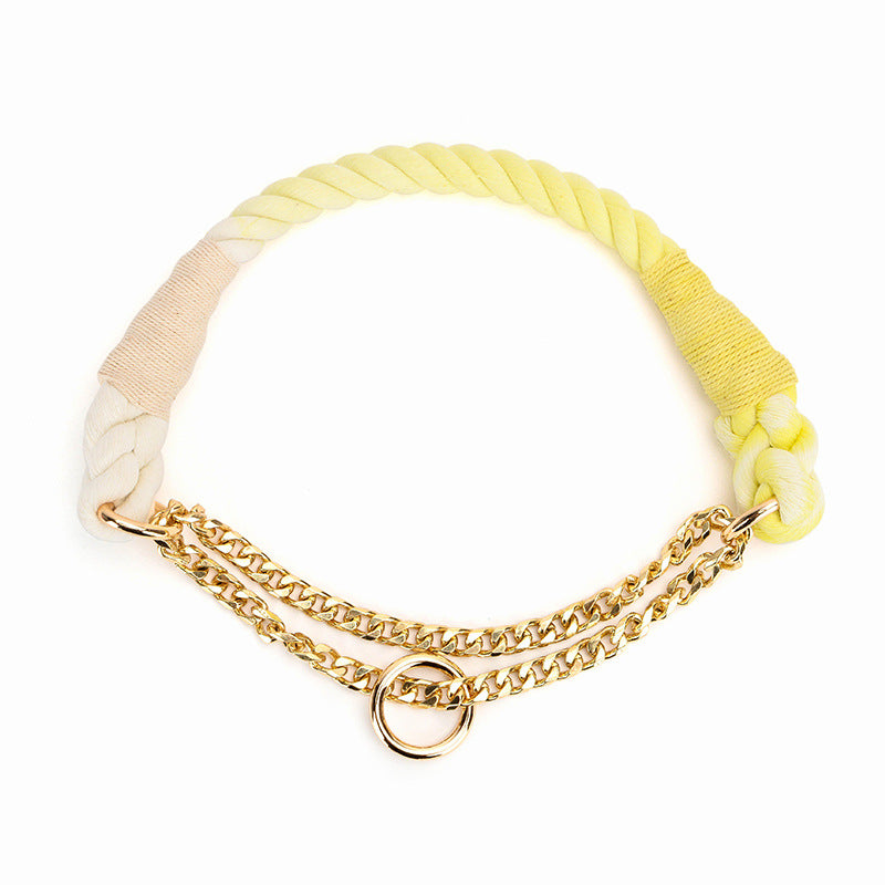 Dog Gradient Color Cotton Rope Collar