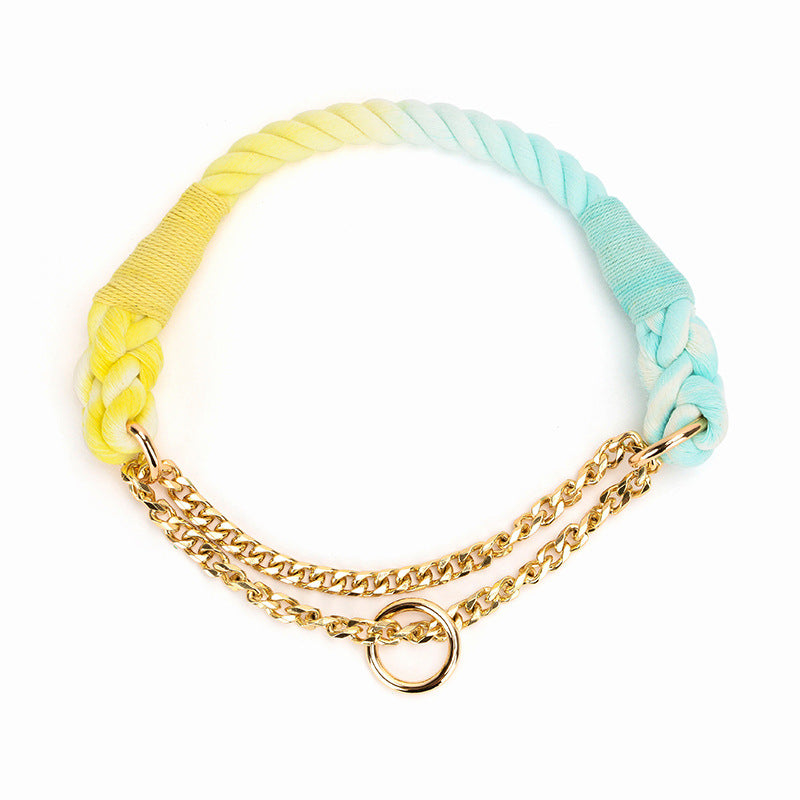 Dog Gradient Color Cotton Rope Collar