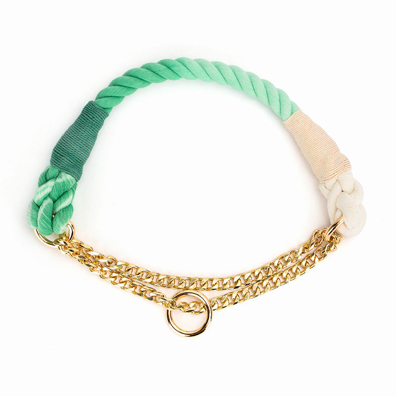 Dog Gradient Color Cotton Rope Collar