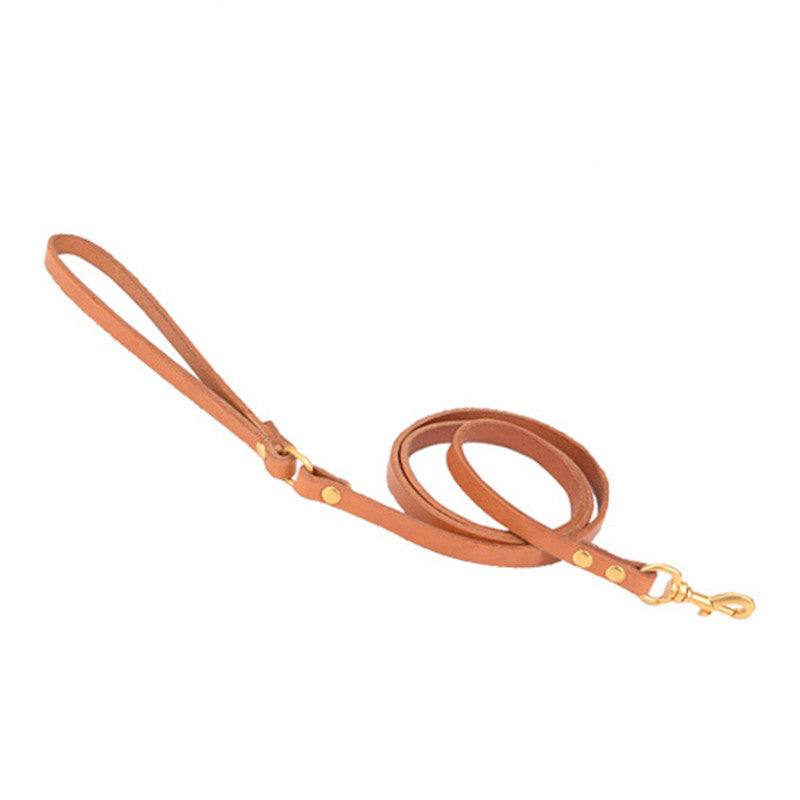 Pet Dog Solid Color Leather Leash Lead Traction Rope