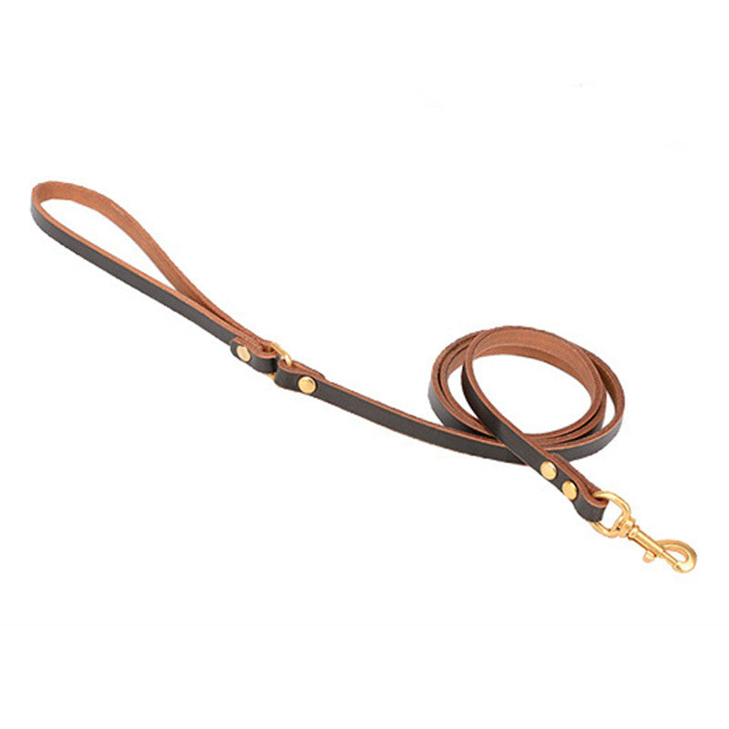 Pet Dog Solid Color Leather Leash Lead Traction Rope