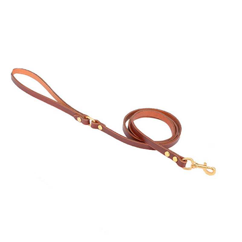 Pet Dog Solid Color Leather Leash Lead Traction Rope