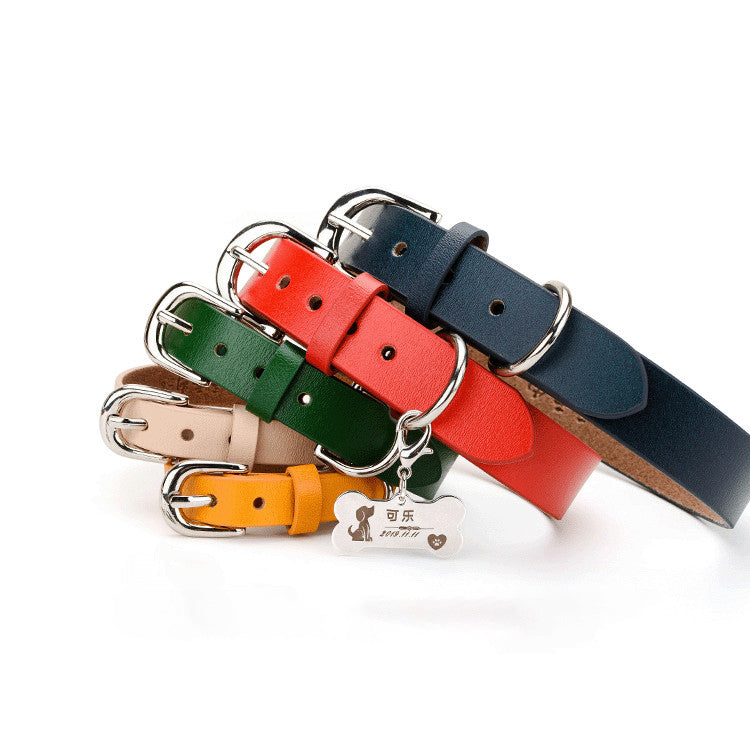 Dog Leather Collars Pet Supplies
