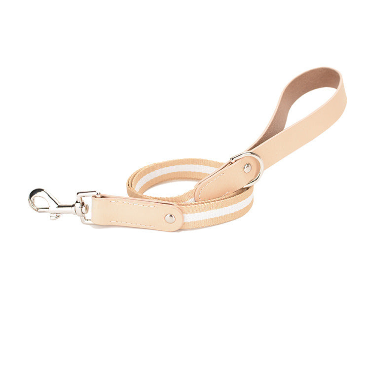 Pet Solid Color Leather Walking Leash Lead Dog Traction Rope