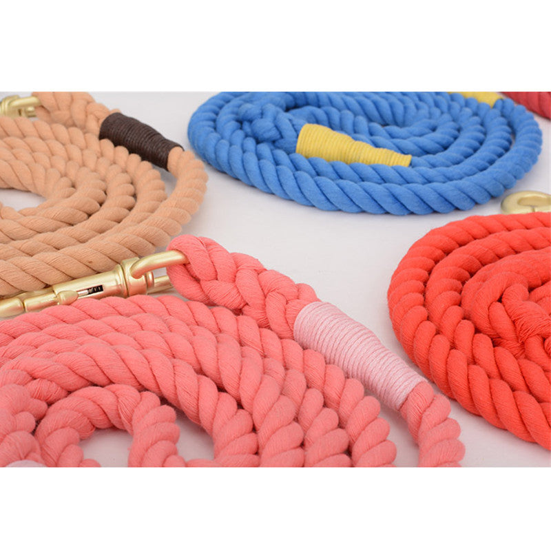 Premium Cotton Rope Dog Leash Collar Set