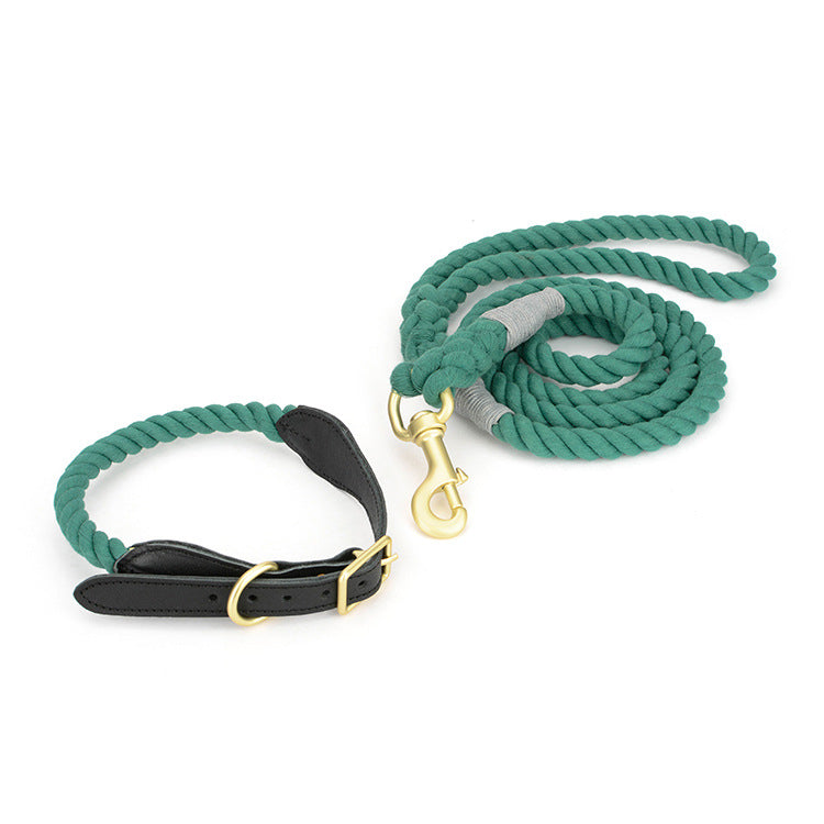 Premium Cotton Rope Dog Leash Collar Set